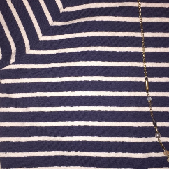 ⚡️FLASH SALE⚡️ Striped White and Navy LOFT Dress - Picture 4 of 5